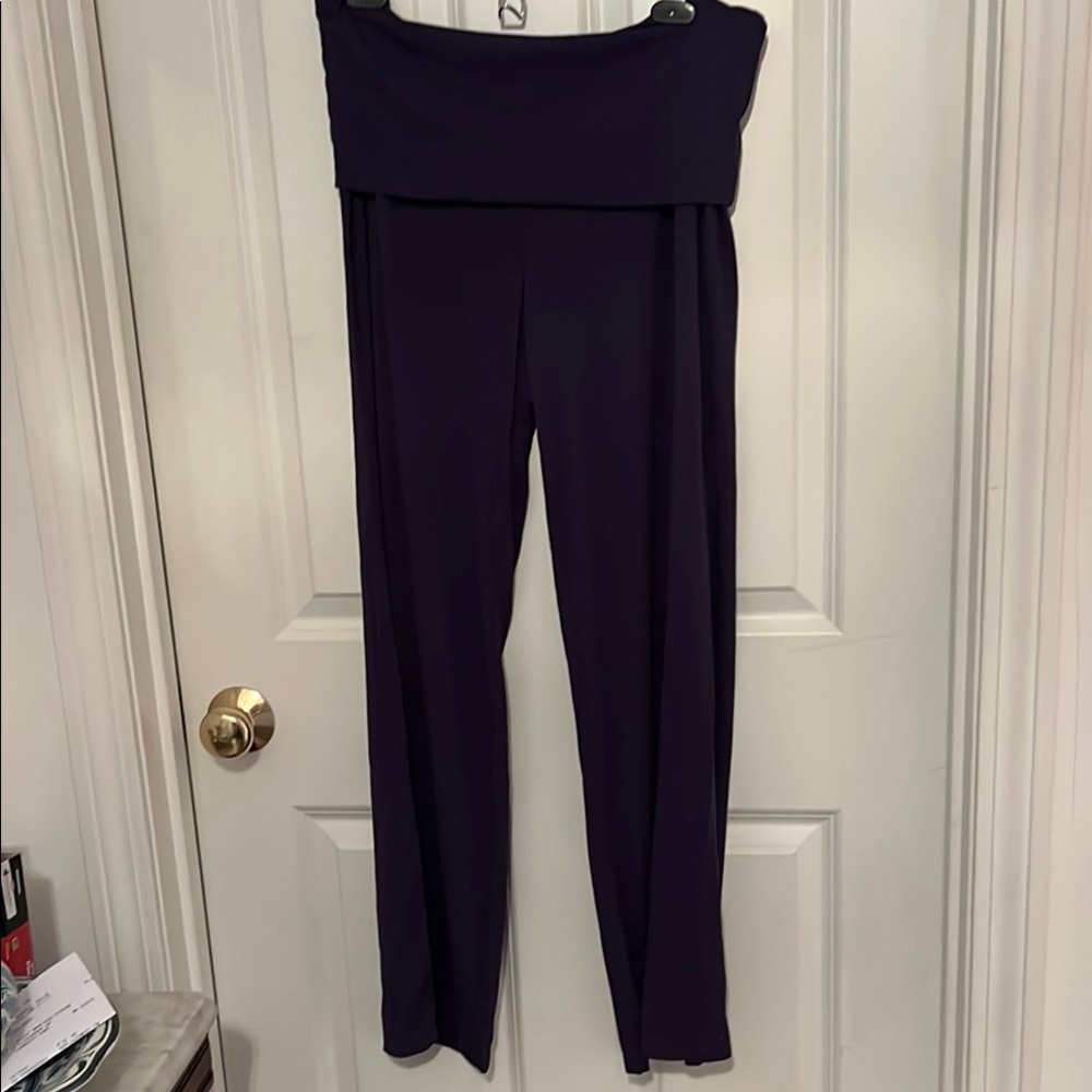 Kenar Navy Blue Straight Leg Lounging Pants with roll down waistband